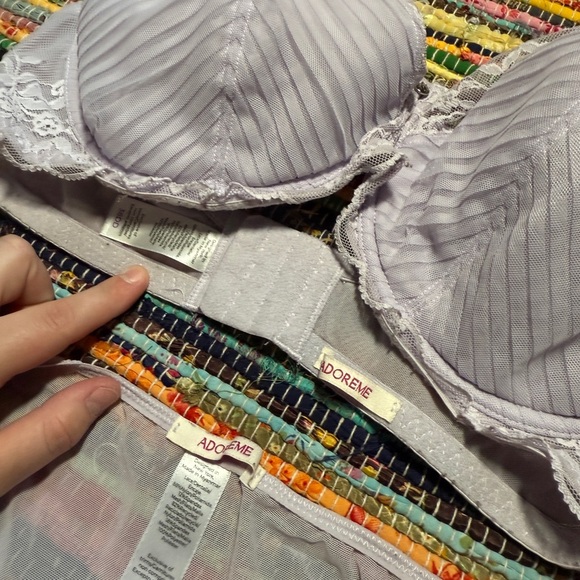 Adore Me Light Grey Lace Lingerie Set – Bra 38DD & Panty Large - Picture 4 of 4